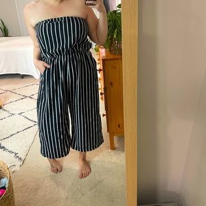 Striped Sleeveless Jumpsuit with Pockets, size 2x